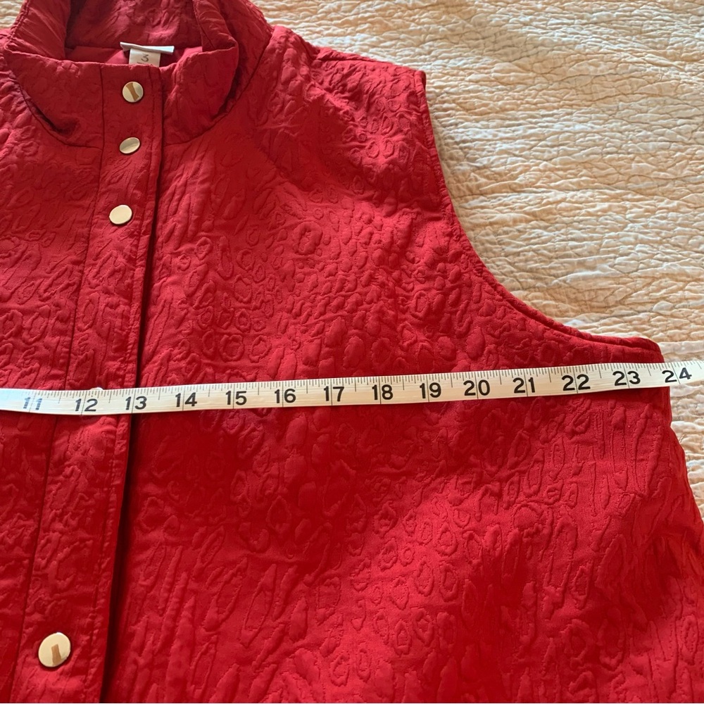 Chico’s Weekends Red Quilted Vest with Snap Buttons Size 16 - Picture 8 of 13